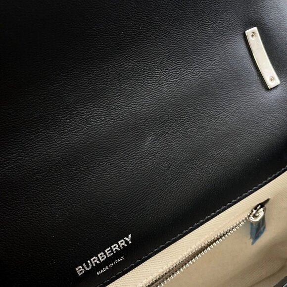 BURBERRY Roller ChainShoulder Canvas/Leather Black/White - Picture 12 of 14